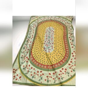 French Provincial Country Cotton Stain Resistant Tablecloth 64"x98" Gold Red